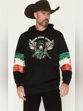 Brad Paisleys- Moonshine Spirit Graphic Hoodie with Green and Red Sleeve Stripes